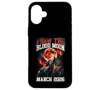 Custodia per iPhone 16 Plus Grafica retrò I Saw The Blood Moon 2026 Howling Wolves