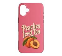 Custodia per iPhone 16 Plus Grafica souvenir retrò con tè freddo alla Georgia Peaches