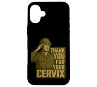 Custodia per iPhone 16 Plus GRAZIE PER IL TUO CERVIX - Retro Military Humor