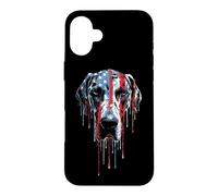 Custodia per iPhone 16 Plus Great Dane American Flag USA Drip Graffiti Lover Patriottismo