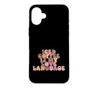 Custodia per iPhone 16 Plus Groovy Love Iced Coffee Saying Is My Language Retro