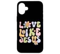Custodia per iPhone 16 Plus Groovy Love Like Jesus Religious God Christian Graphic