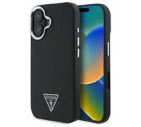 Custodia per iPhone 16 Plus Guess Graned Triangle MagSafe nera