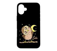 Custodia per iPhone 16 Plus Gufo che dorme Tipo Notte attiva Luna con stelle