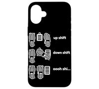 Custodia per iPhone 16 Plus Guida manuale Spostamento verso il basso Maiusc Divertente Auto Guy Alla deriva