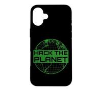 Custodia per iPhone 16 Plus Hack the Planet T-Shirt - Design verde per computer hacker
