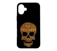Custodia per iPhone 16 Plus Halloween teschio parola nuvola spettrale mostro vampiro