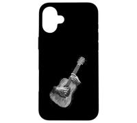 Custodia per iPhone 16 Plus Hand Drawn Guitar Sketch Design, Expressive Acoustic Music