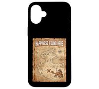 Custodia per iPhone 16 Plus Happiness Found Here Vintage Pirate Map Crab