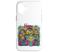 Custodia per iPhone 16 Plus Happy Easter Egg Decor With Sunflower Cross For Christian