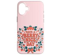 Custodia per iPhone 16 Plus Have A Berry Nice Day Retro Cute Strawberry Groovy Aesthetic
