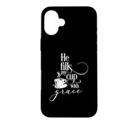Custodia per iPhone 16 Plus He Fills My Cup With Grace Christian Love Bible Citazione