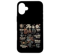 Custodia per iPhone 16 Plus He is Dad Bible Verse Strong Wise Christian Father's Day
