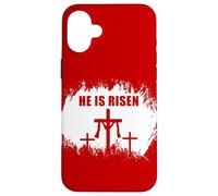 Custodia per iPhone 16 Plus He is Risen - Passover Easter Cross of Jesus Christ Faith