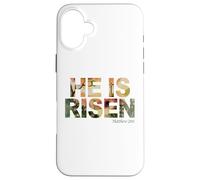 Custodia per iPhone 16 Plus He is Risen - Watercolor Passover Easter Cross of Jesus