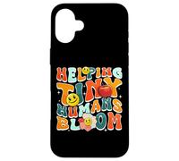 Custodia per iPhone 16 Plus Helping Tiny Humans Bloom Retro Colorful Teacher Design