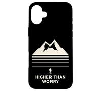 Custodia per iPhone 16 Plus Higher Than Worry montagna silhouette escursionista