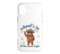 Custodia per iPhone 16 Plus Highland Cow Back To School Vibes Scuole In Let Chaos Begin
