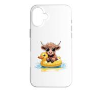 Custodia per iPhone 16 Plus Highland Mucca Anatra Pool Float Estate Nuoto