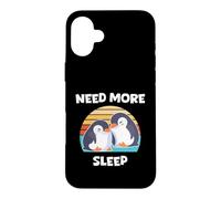 Custodia per iPhone 16 Plus Ho bisogno di più sonno Un pinguino che dorme carino coppia che dorme prima di andare a letto
