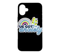 Custodia per iPhone 16 Plus Ho l'ansia Citazione divertente e ansiosa arcobaleno floreale