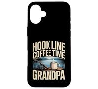 Custodia per iPhone 16 Plus Hook Line Coffee Time Nonno Pesca Mattina Lago