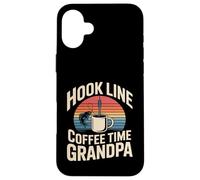 Custodia per iPhone 16 Plus Hook Line Coffee Time Nonno Pesca Mattina Lago