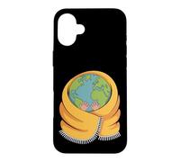 Custodia per iPhone 16 Plus Hug The World Earth avvolto in sciarpa design