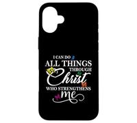 Custodia per iPhone 16 Plus I Can Do All Things Through Christ - Philippians 4:13 Bible