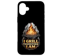 Custodia per iPhone 16 Plus I Grill Therefore I Am Funny BBQ Grill Filosofia