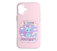 Custodia per iPhone 16 Plus I Have Contempt - Simpatico drago kawaii sarcastico, arte dell'umore rosa