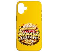 Custodia per iPhone 16 Plus I Love Banana Cream Pie Retro Diner Dessert Topping Cherry