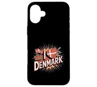 Custodia per iPhone 16 Plus I Love Denmark Bandiera Danese