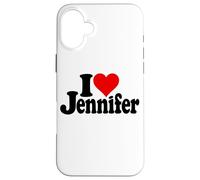 Custodia per iPhone 16 Plus I LOVE HEART JENNIFER JEN JENNY NOME SU UN TEE
