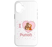 Custodia per iPhone 16 Plus I Love Punch The Baby Monkey Hearts