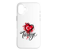 Custodia per iPhone 16 Plus I Love Turkey Vacation Travel, souvenir con bandiera a forma di cuore