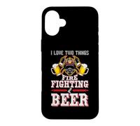 Custodia per iPhone 16 Plus I Love Two Things FireFighting Beer Firefighter Fireman