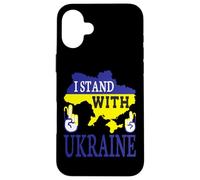 Custodia per iPhone 16 Plus I Stand With Ukraine - Love Stop War - Ucraina Mappa