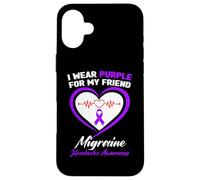Custodia per iPhone 16 Plus I Wear Purple per il mio amico Emicrania Consapevolezza del mal di testa