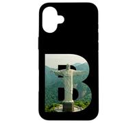 Custodia per iPhone 16 Plus Iconico Brasile Paesaggio Cristo Redentore Lettera B