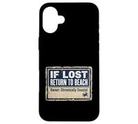 Custodia per iPhone 16 Plus If Lost Return To Beach Coastal Crab Sign