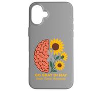 Custodia per iPhone 16 Plus Il mese della consapevolezza del tumore cerebrale diventa grigio a maggio Girasoli