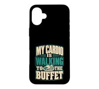 Custodia per iPhone 16 Plus Il mio cardio sta camminando verso il buffet divertente