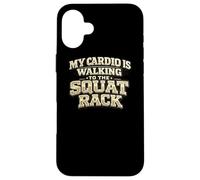 Custodia per iPhone 16 Plus Il mio cardio sta camminando verso lo squat rack, divertente