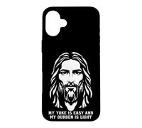 Custodia per iPhone 16 Plus Il mio giogo è facile e il mio fardello è leggero Gesù Cristo credente