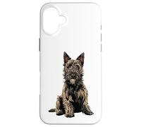 Custodia per iPhone 16 Plus Illustrazione del cane Picard Berger grigio