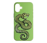 Custodia per iPhone 16 Plus Illustrazione del serpente che colpisce il tatuaggio del serpente che sibila verde