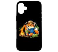 Custodia per iPhone 16 Plus Illustrazione di campeggio Fox Campfire