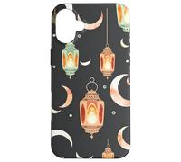 Custodia per iPhone 16 Plus Illustrazione islamica del cielo notturno della luna crescente della lanterna del Ramadan