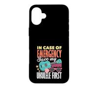 Custodia per iPhone 16 Plus In caso di emergenza, salva il mio ukulele primo musicista
